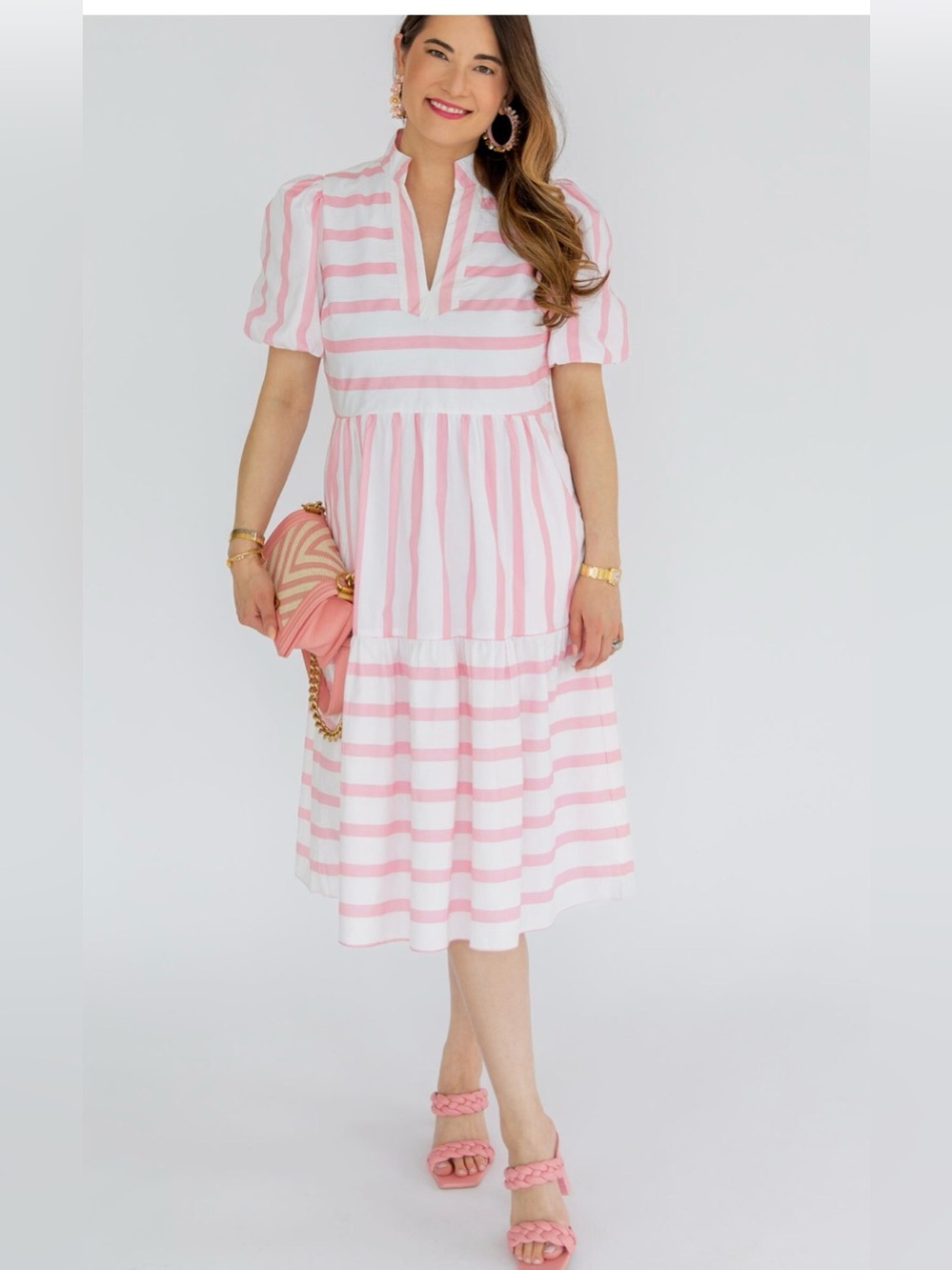 Perfect Sail to Sable x Style Charade Marie Dress cotton pink white puff sleeve